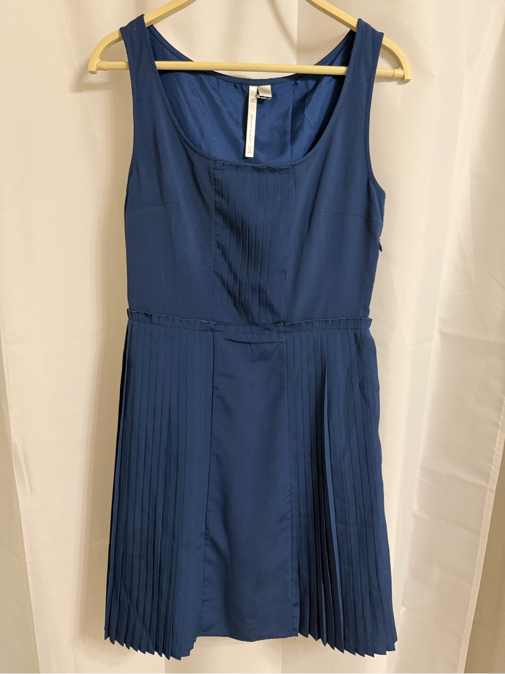 LC Lauren Conrad Navy Sleeveless Pleated Fit-and-Flare Dress